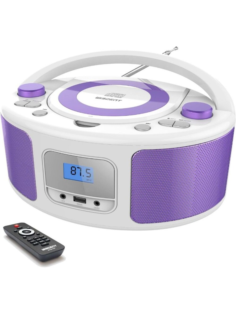 Portable CD Player Boombox with Bluetooth, FM Radio, Remote, USB & AUX Input